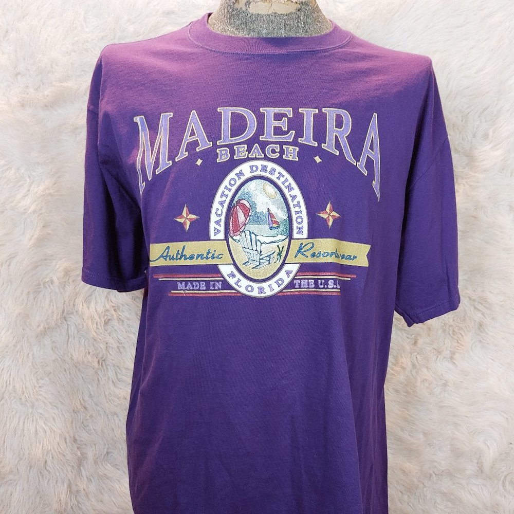 Vintage Jerzees Man's 100% Combo Cotton Purple Madeira Beach Florida Shirt XL